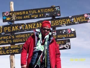 Edward O'Donnell on the Summit of Kilimanjaro Sept 2008