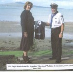 Flag is handed over by Mrs Janet Watkins in Auckland , New Zealand