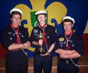 3 crew members form  1st place U15 long distance skiff race