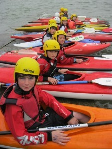 Kayakers at the ready