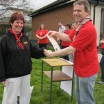 Rebecca is presented with her Certificate for Stage 6 of the Woodbadge Trail by course leader Declan Reilly