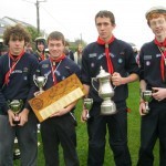 Mlahide u 17 crew display their trophies after winng 1st place at Sea Scout rowing regatta,Broadmeadow,Malahide