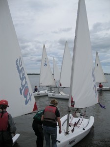 Launching boats on Broadmeadow waters