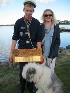 Winning crew member from Malahide Sea Scouts Woodlatimer team