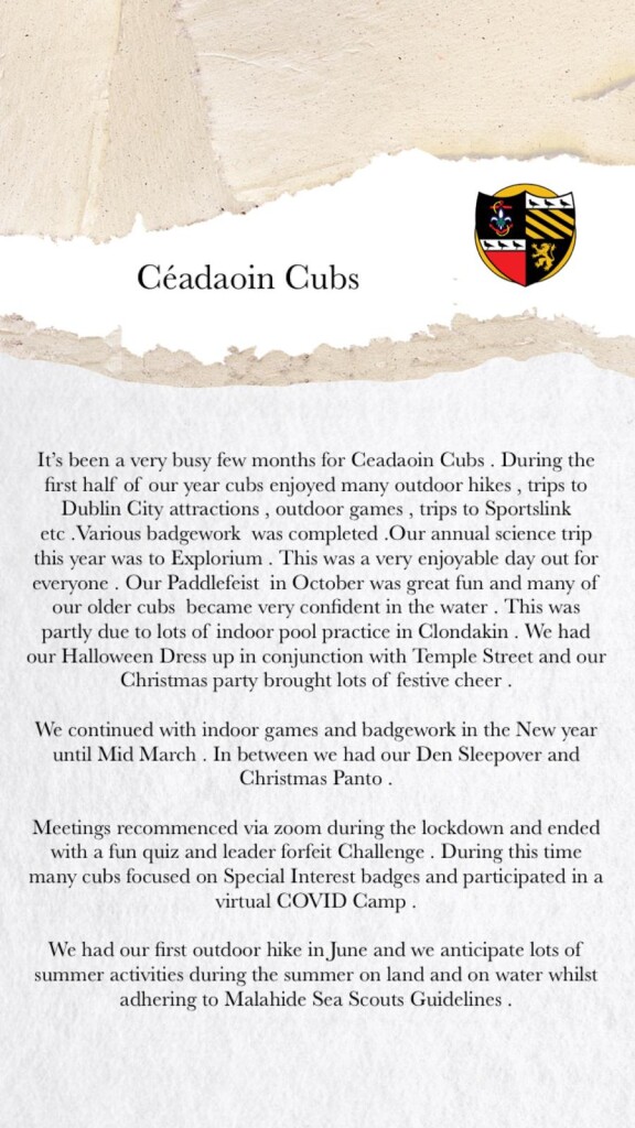 Ceadaoin Cubs Friends & Parents 2020