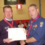 Pat Moyne presented Woodbeads by Mr Greg Boyd, Training Coordinator Scouting Ireland