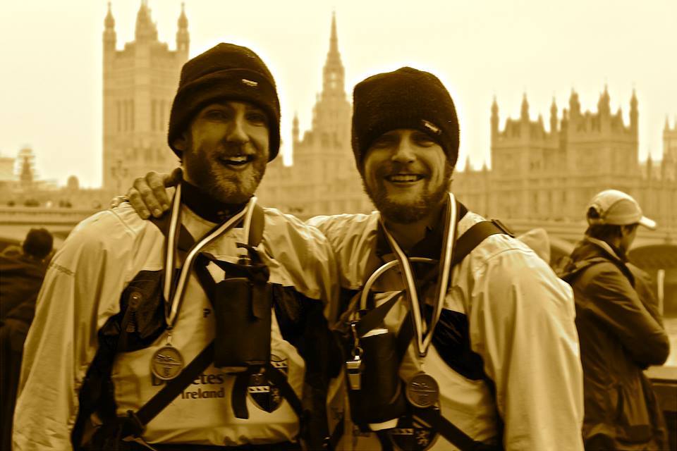 At finish line on Westminster Bridge, London