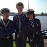 Representing Scouting Ireland at Eurosea .Kevin Rowan(Malahide),Fionn Delahunty(Galway),and Alex Kelly(New Ross)