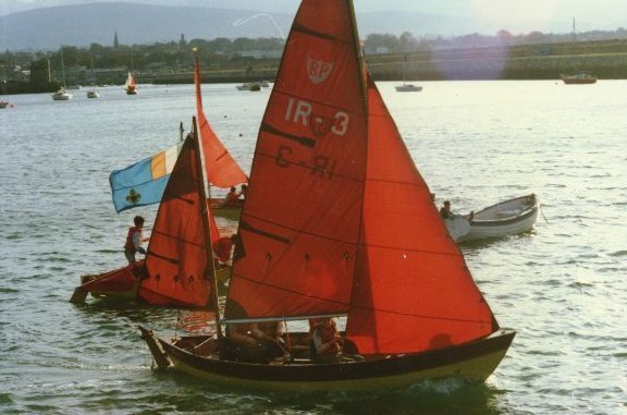 Launching Lan-Mara ,Sea Scout Standard boat - BP18,at the Sea Wall Malahide  in 1980.
